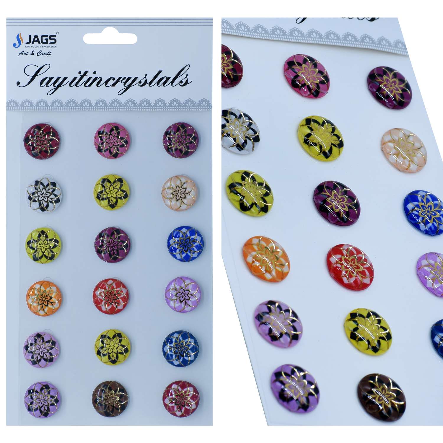 Sticker Crystal Round Flower Multi Colour JB58-K