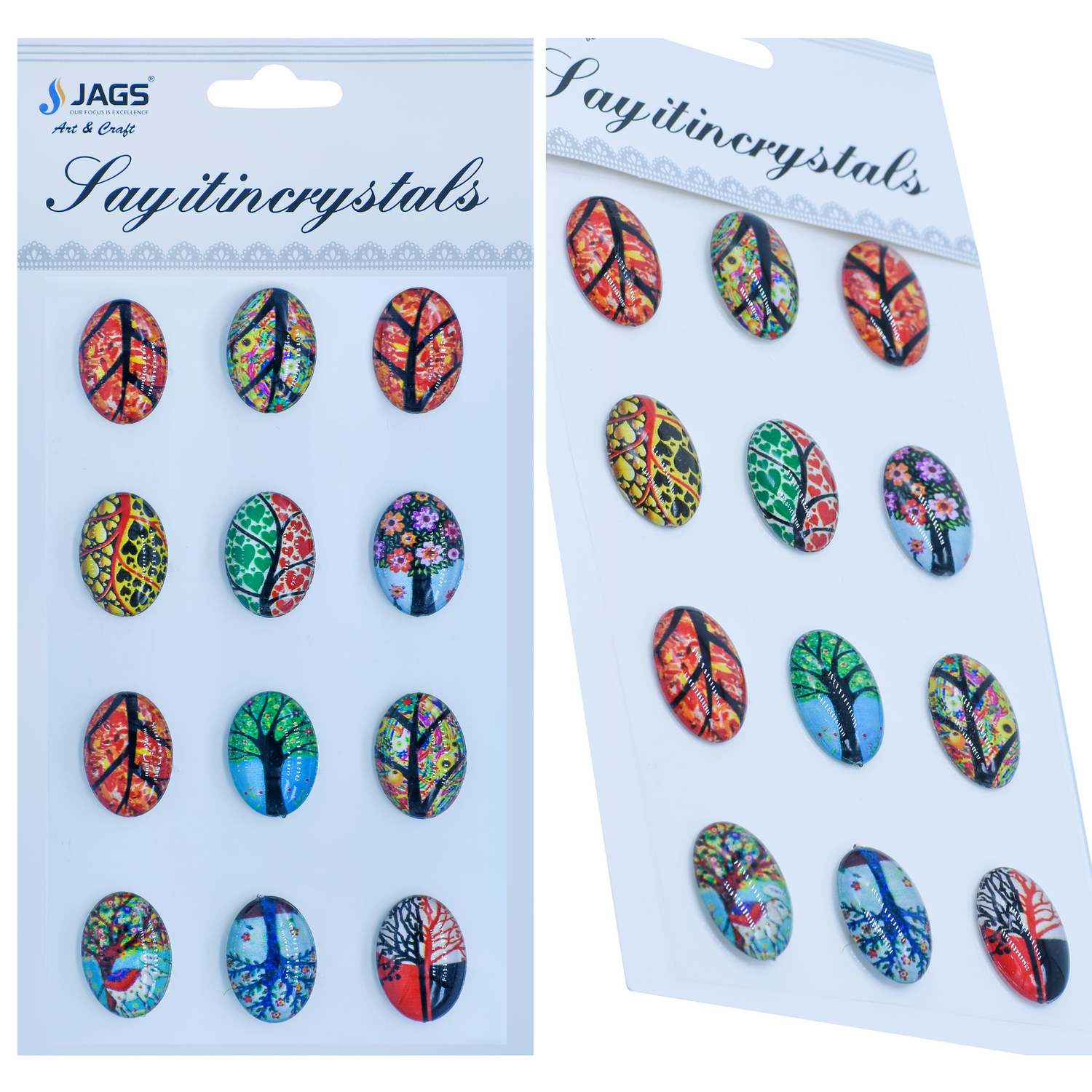 Sticker Crystal Ovel Tree Multi Colour JB58-U