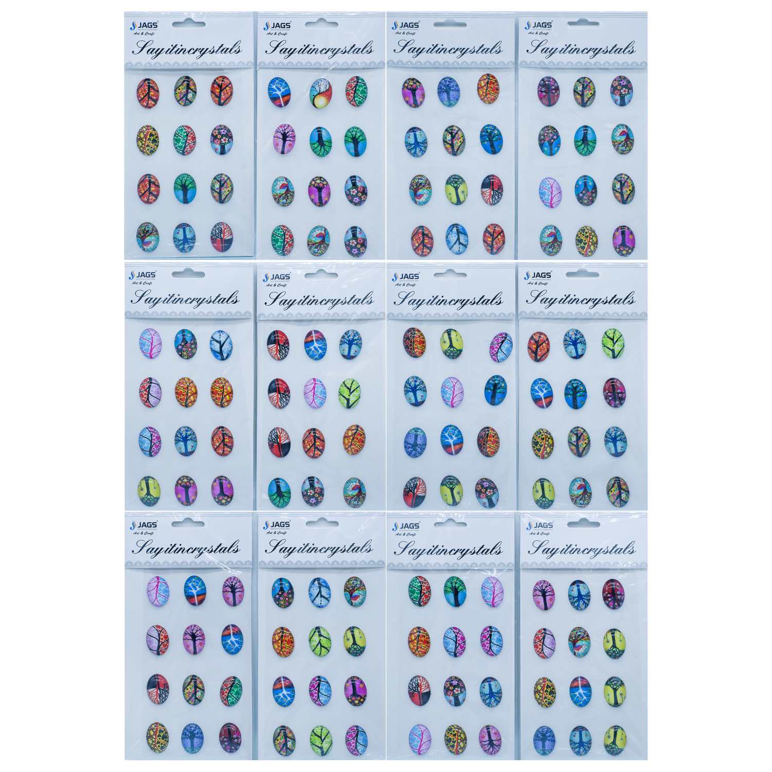 Sticker Crystal Ovel Tree Multi Colour JB58-U