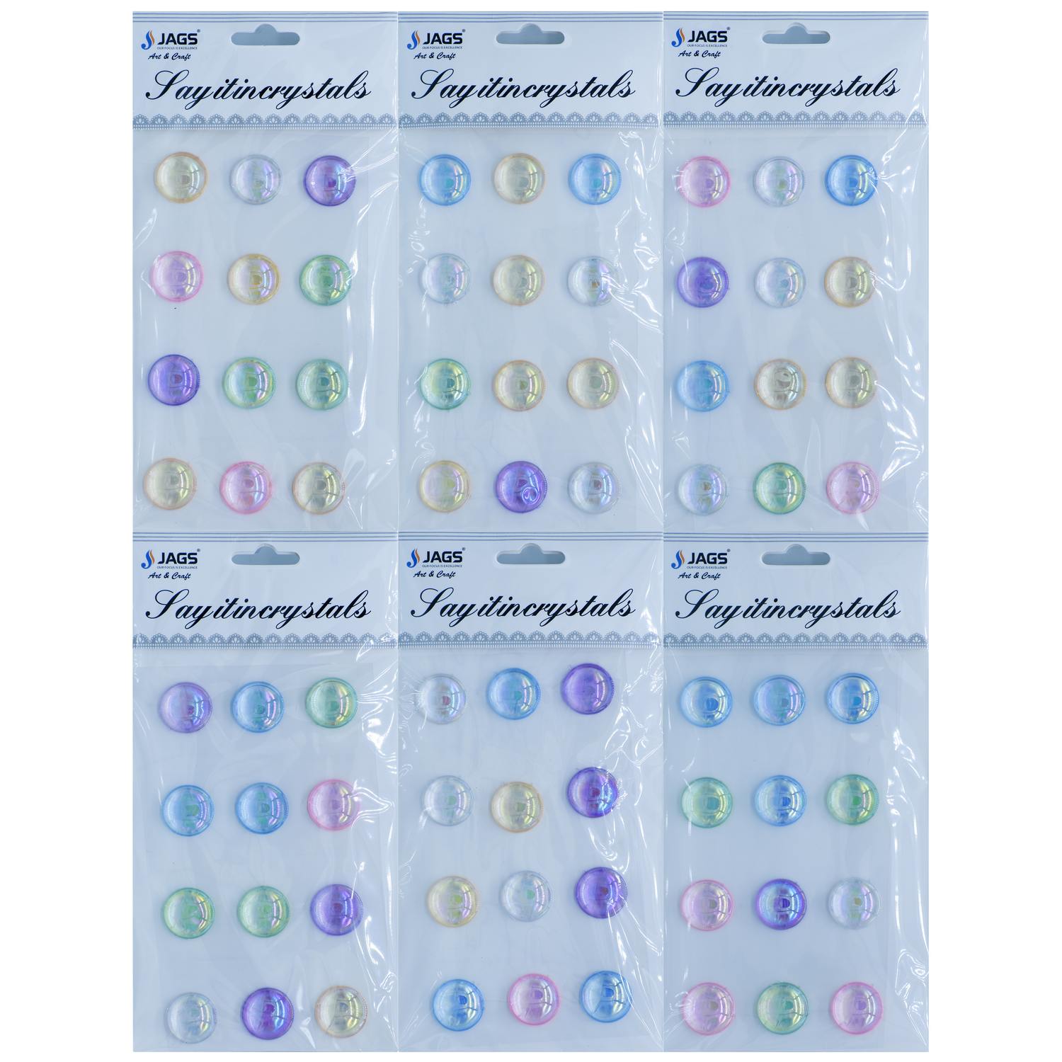 Sticker Crystal Round Star Multi Colour JB58-D