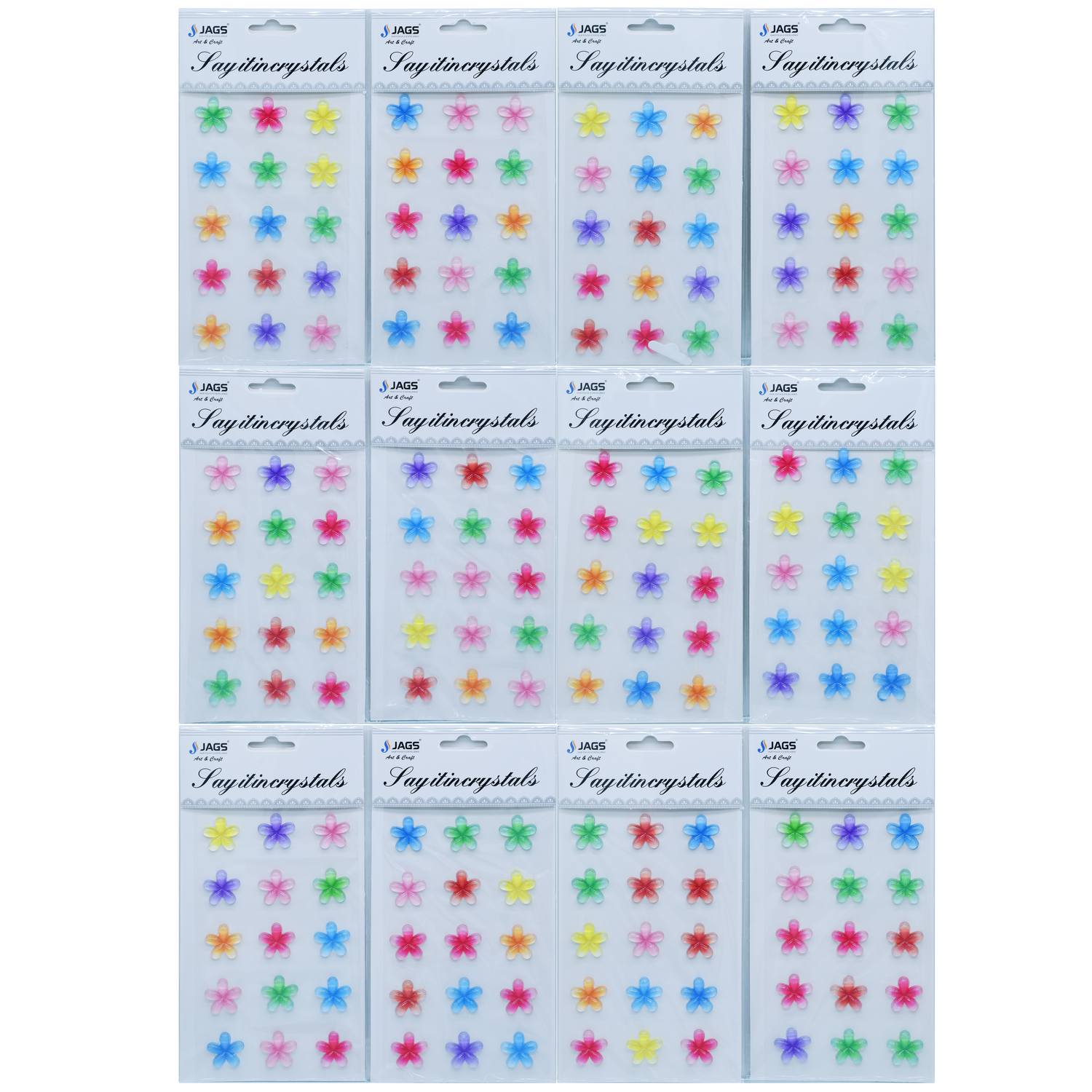 Sticker Crystal Flower Multi Colour JB58-B