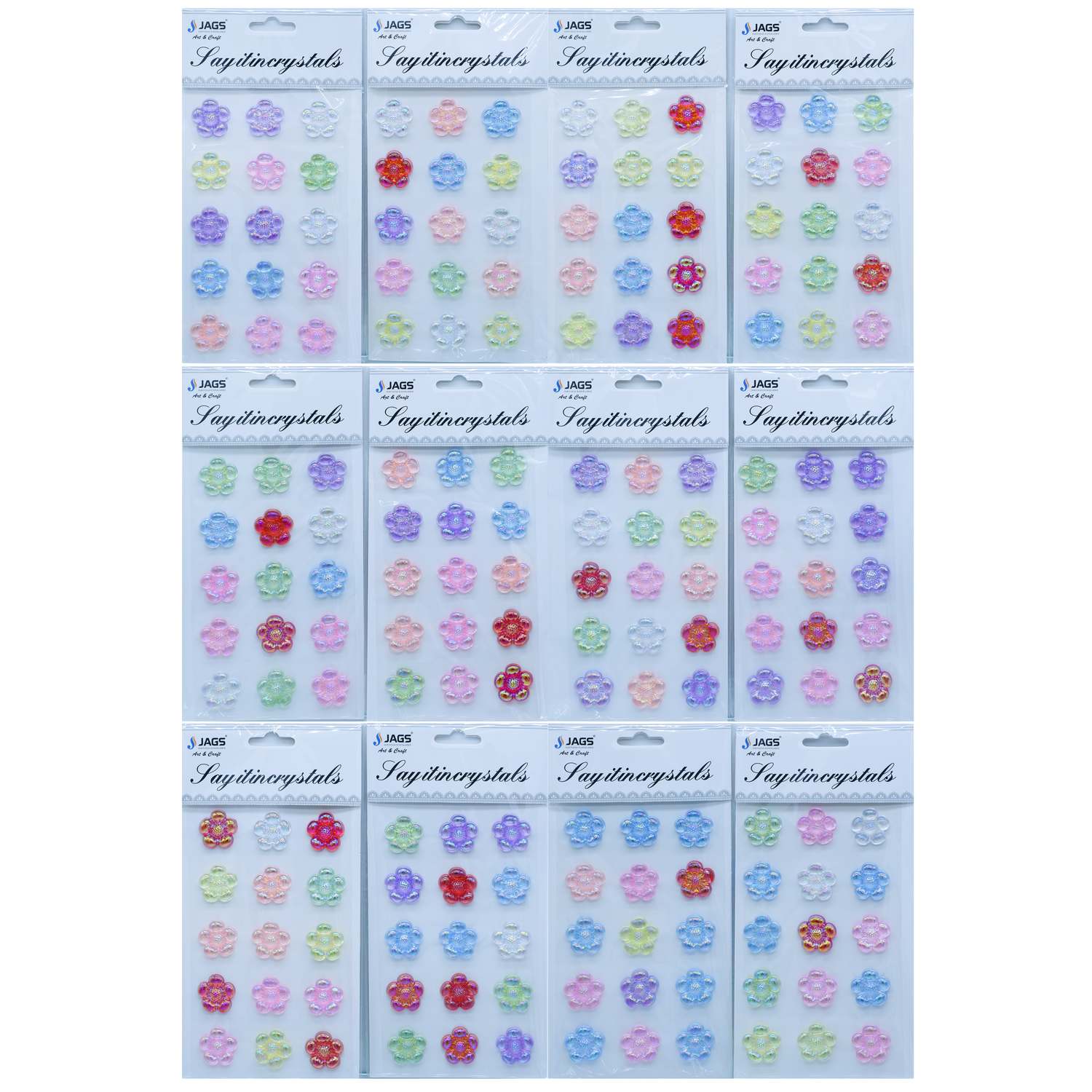 Sticker Crystal Flower Multi Colour JB58-Q