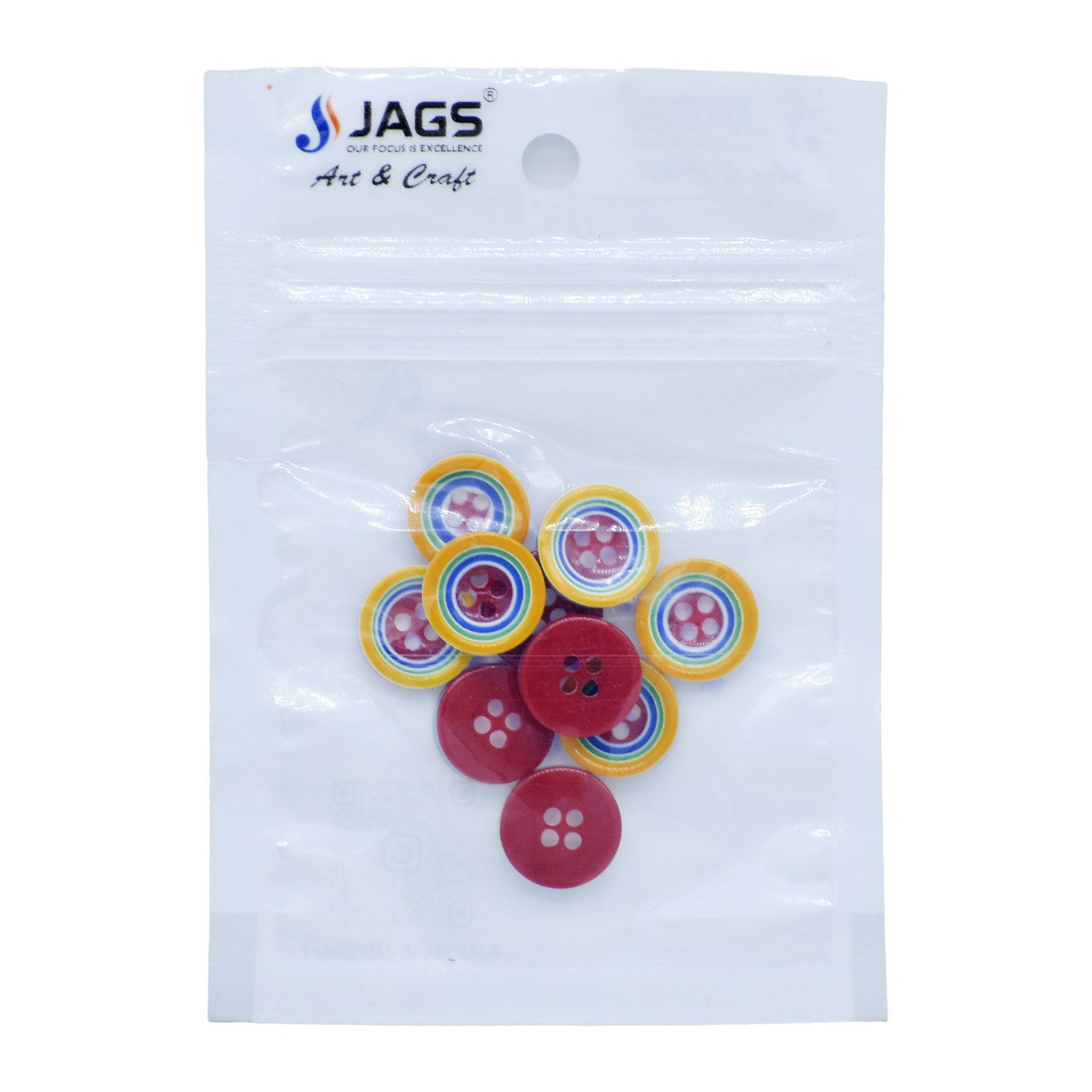 Jags Craft Decorative Button Round Printed 20L 10Pc JCDBP39