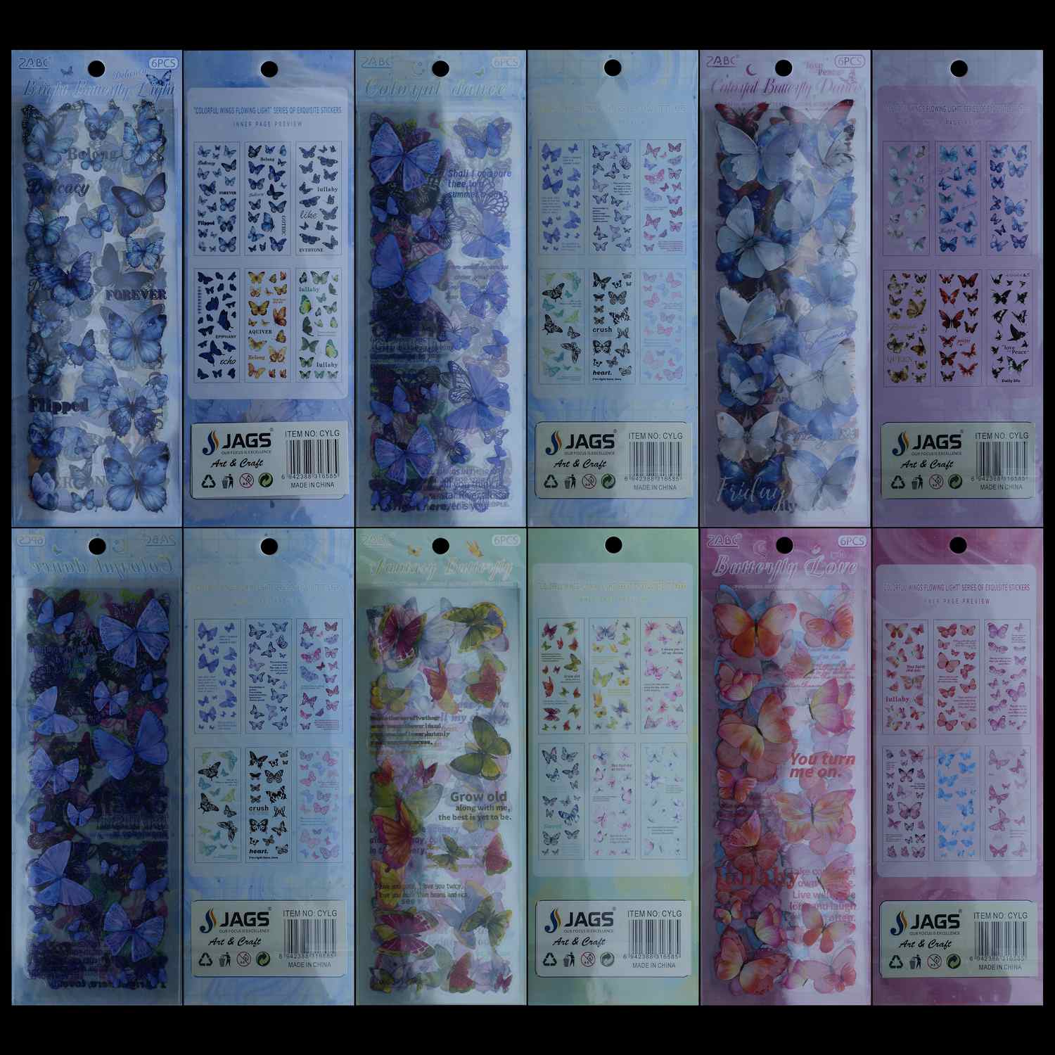 Sticker Butterfly Mix Colour CYLG