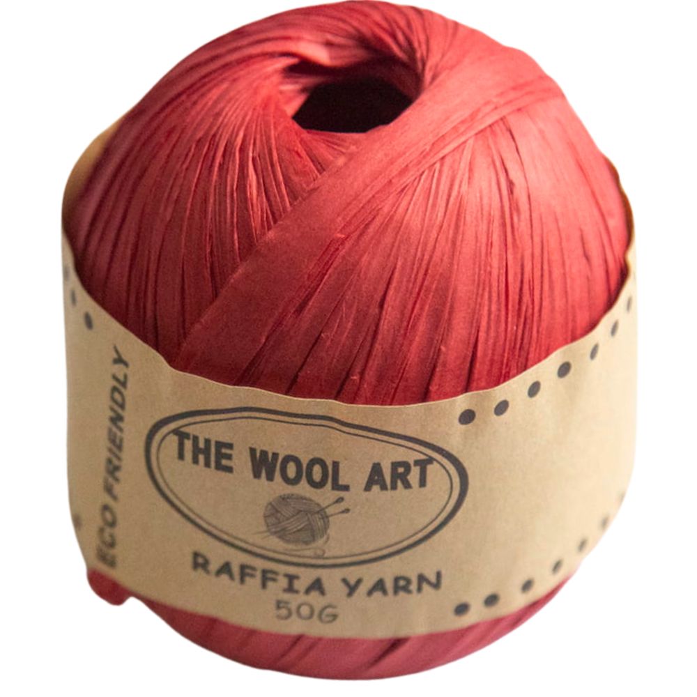 knit wit raffia yarn 50gm red