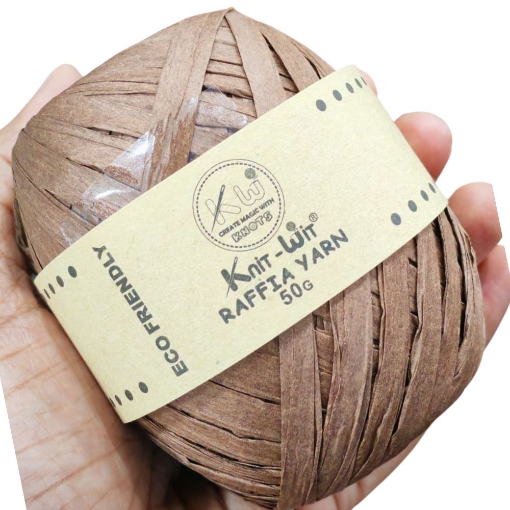knit wit raffia yarn 50gm brown