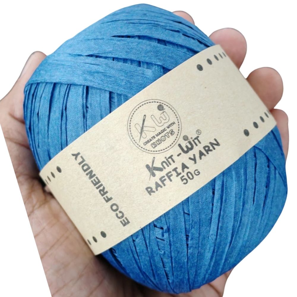 knit wit raffia yarn 50gm blue