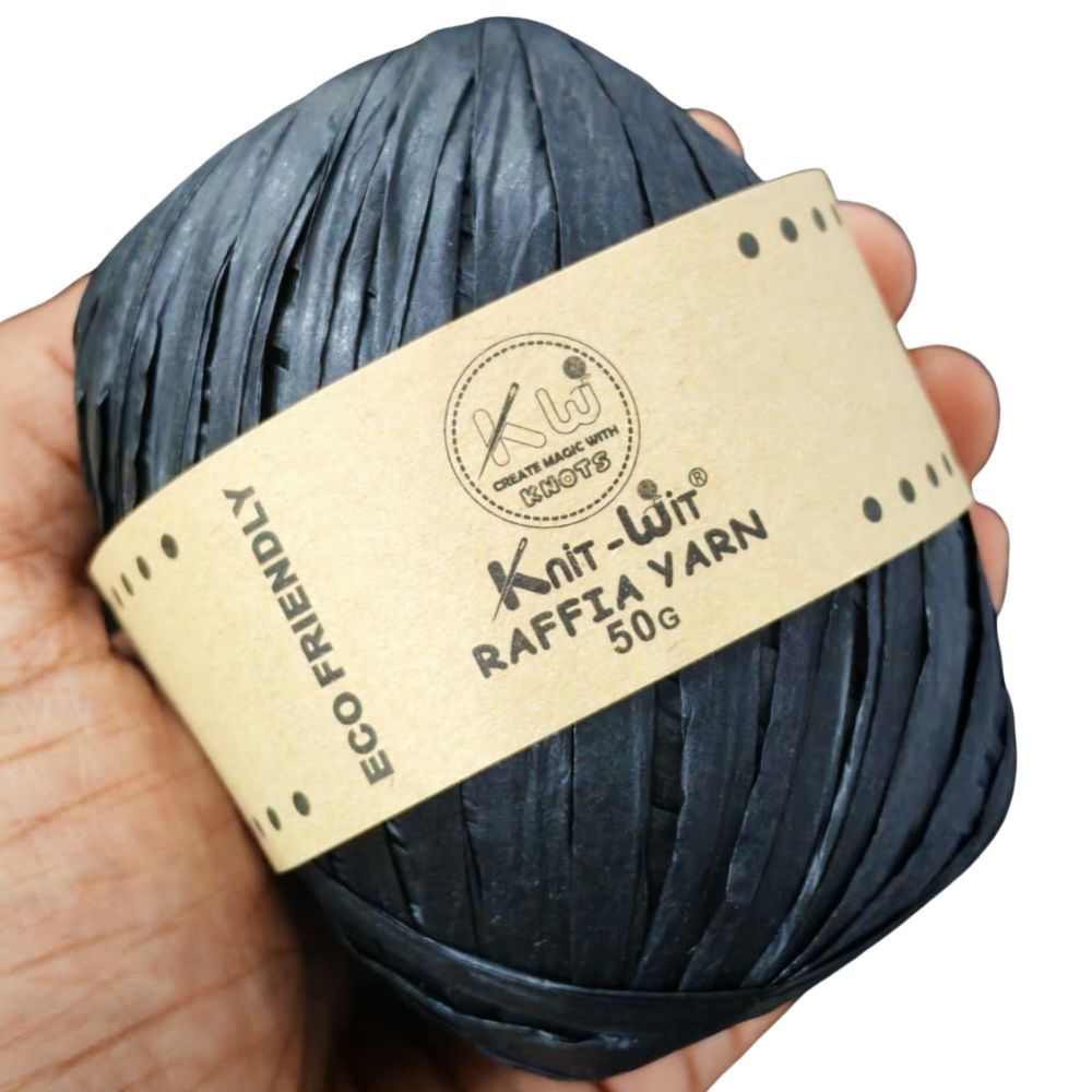 knit wit raffia yarn 50gm black
