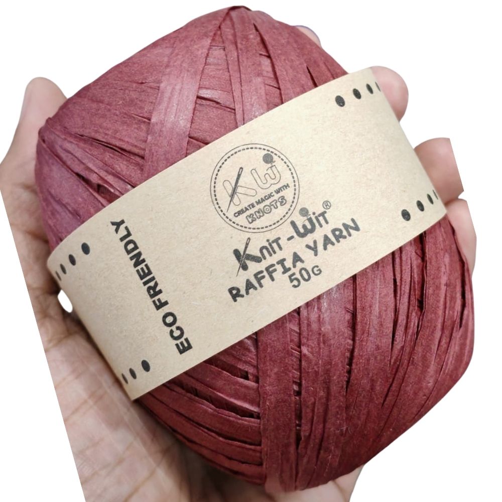 knit wit raffia yarn 50gm maroon