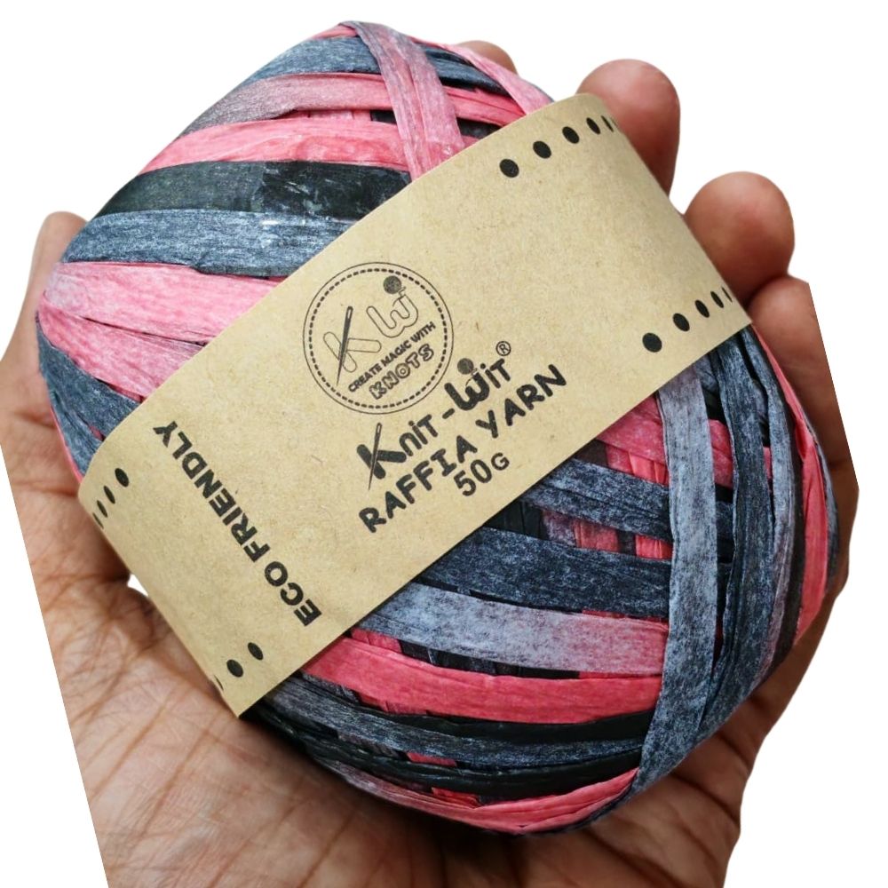 knit wit raffia yarn 50gm multicolor black