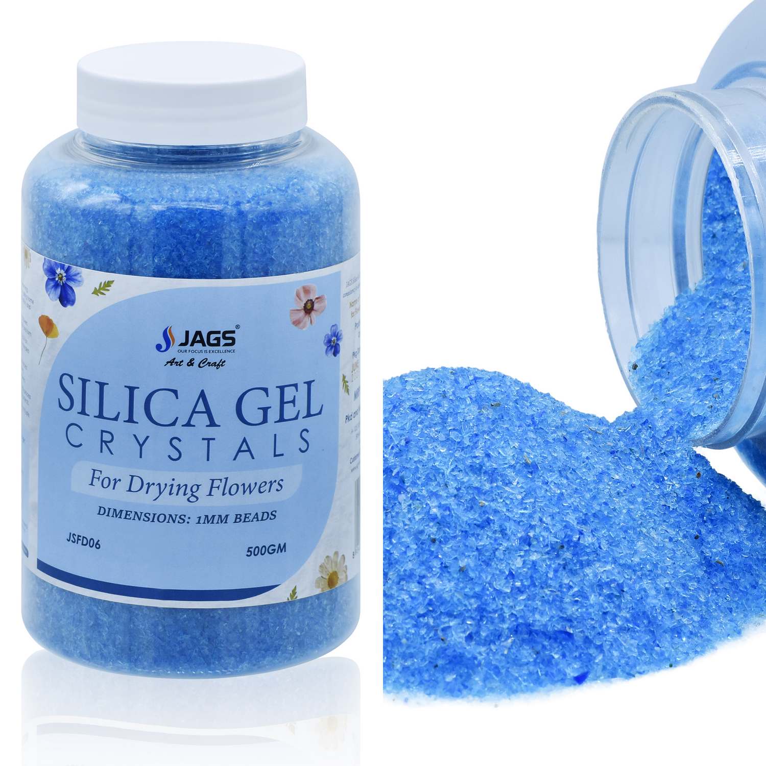 Jags Silica Flower Drying Gel 500Gms 1mm 16X30 Blue JSFD06