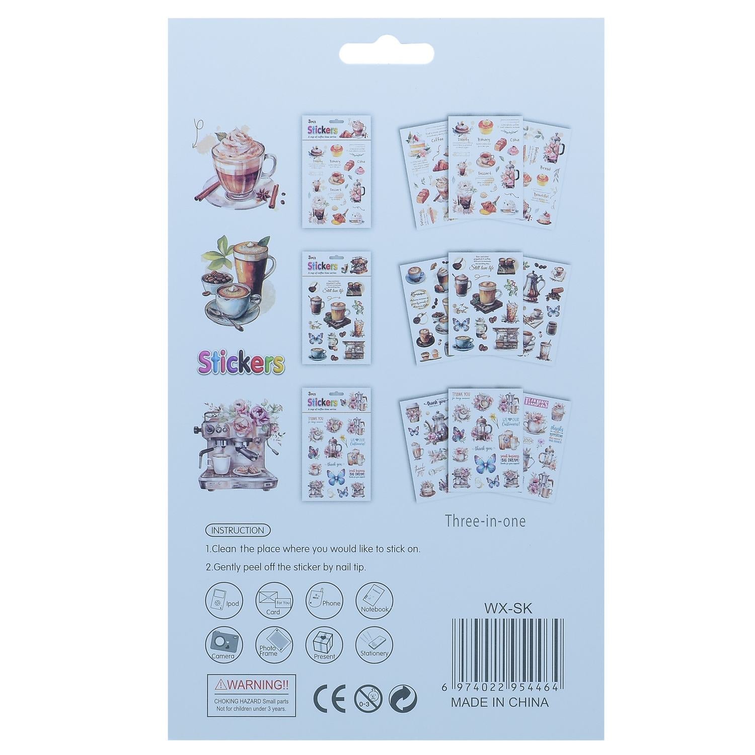 Sticker 3 Pcs A Cup Of Coffe Time Series WX-SK