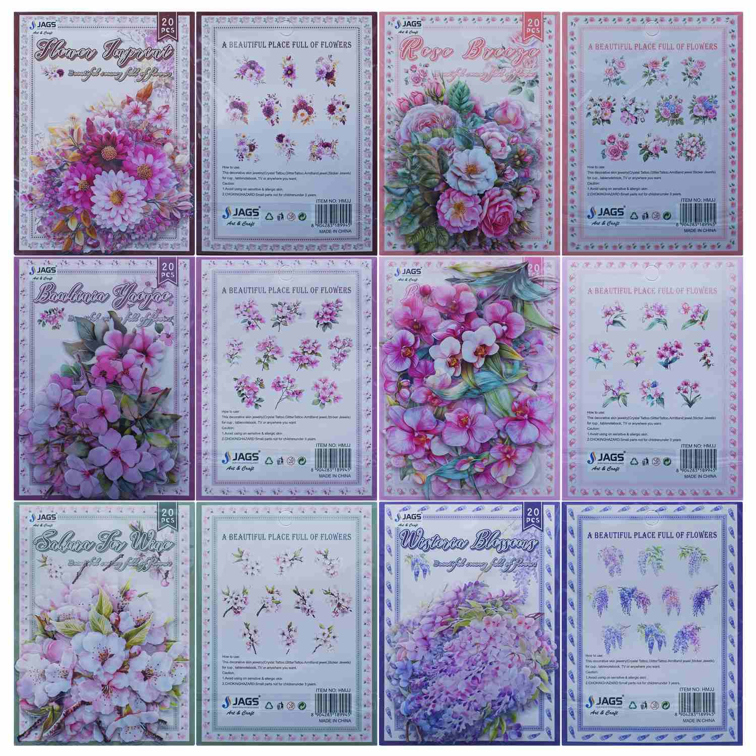 Sticker Flower Leaf Mix Colour HMJJ