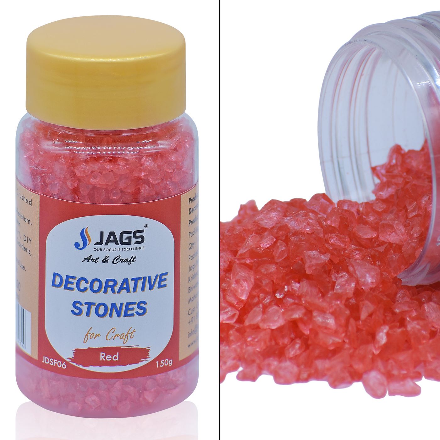 Jags Decorative Stones For Craft 150 Gram Red JDSF06