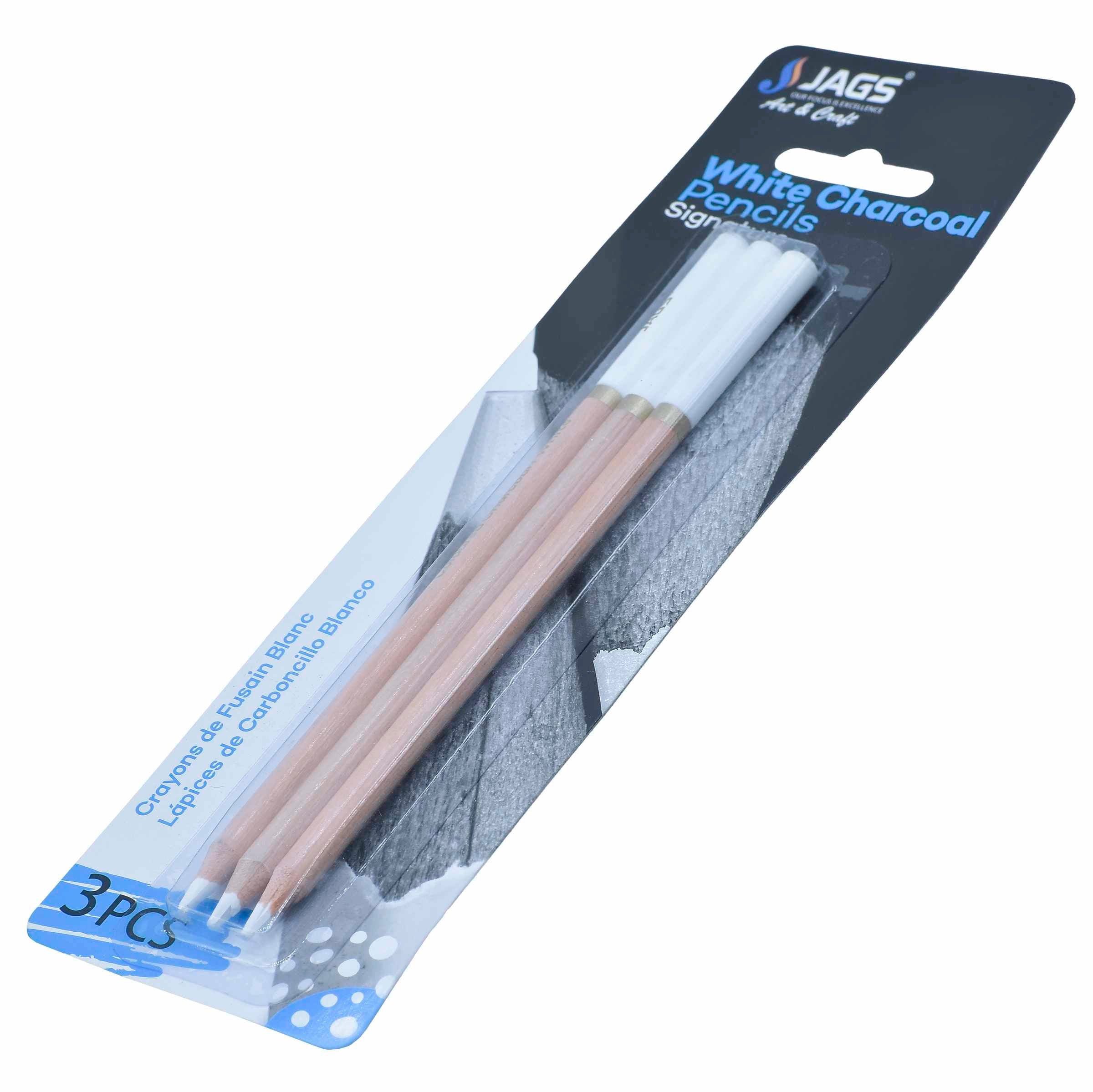 Jags White Charcoal Pencils 3 Piece SBT-3Y