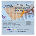 Jags Transparent Sticky Note 50 Sheet 3X3 Orange JTSN3X3OE