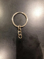 Silver split key ring 30mm with 3-link chain - KRC10S